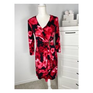 CALVIN KELIN | red & black floral dress 8